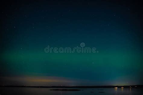 Green Northern Lights Over a Fjord.. Stock Photo - Image of scandinavia ...