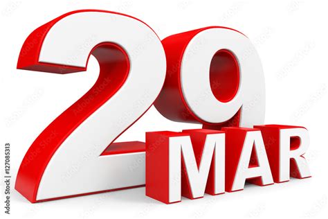 March 29. 3d text on white background. Stock Illustration | Adobe Stock