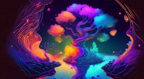 1026x526 4K AI Art Neon Tree 1026x526 Resolution Wallpaper, HD Artist 4K Wallpapers, Images ...