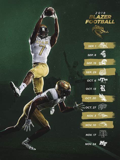 UAB Football - Schedule 2018 on Behance