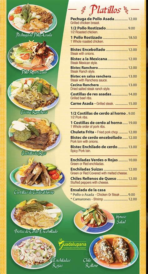 Guadalupana Mexican Restaurant menu in Toms River, New Jersey, USA