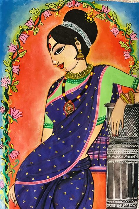 South Indian lady - Acrylic Painting | Modern art canvas painting, Hand painting art, Diy canvas ...