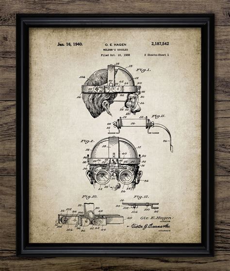 Vintage Welder's Goggles Patent Print 1940 Welding - Etsy