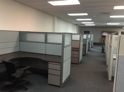 Used Office Cubicles : Cubicles with frosted glass panels at Furniture Finders