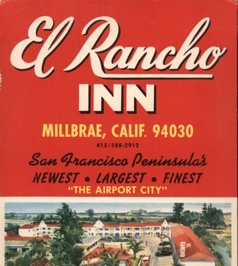 El Rancho Inn Millbrae, CA Large Format Postcard