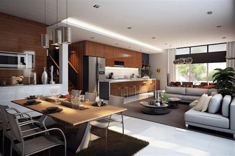 Premium AI Image | Modern house interior background with living room