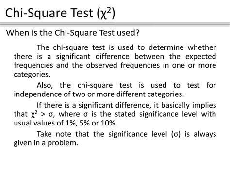 PPT - Chi-Square Test ( χ 2 ) PowerPoint Presentation, free download ...