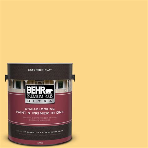 BEHR Premium Plus Ultra 5-gal. #ICC-90 Butter Yellow Flat Exterior Paint-485005 - The Home Depot