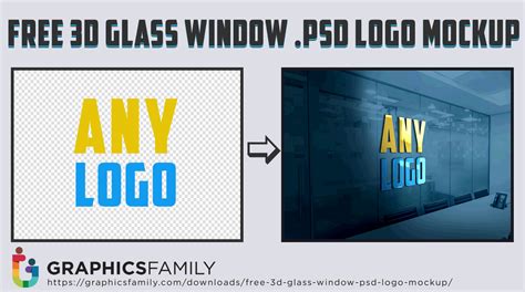 Free 3D Glass Window .PSD Logo MockUp – GraphicsFamily