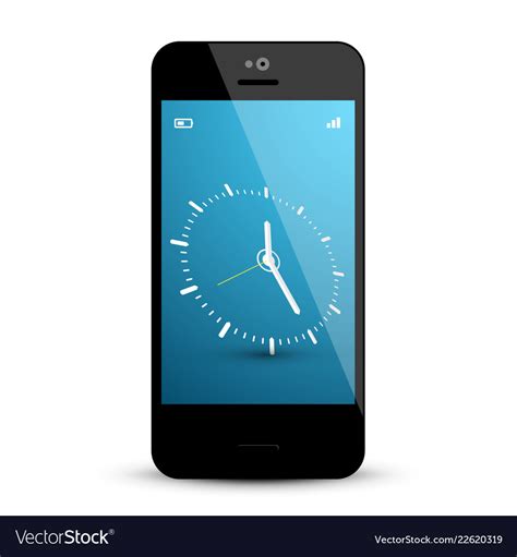 Clock on mobile phone screen Royalty Free Vector Image