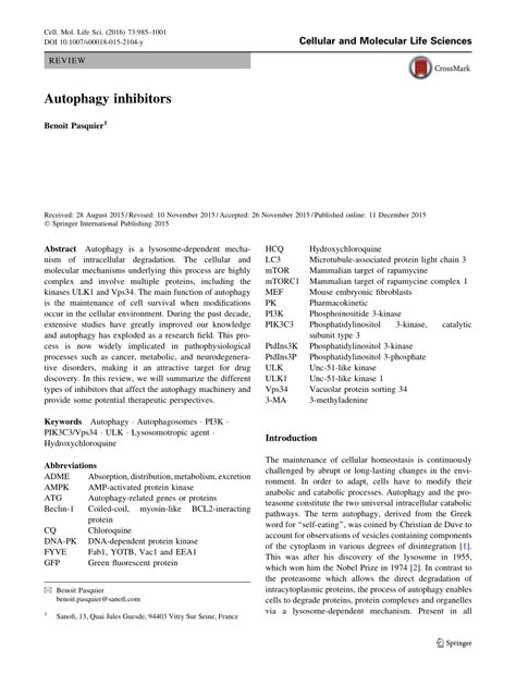 (PDF) Autophagy inhibitors