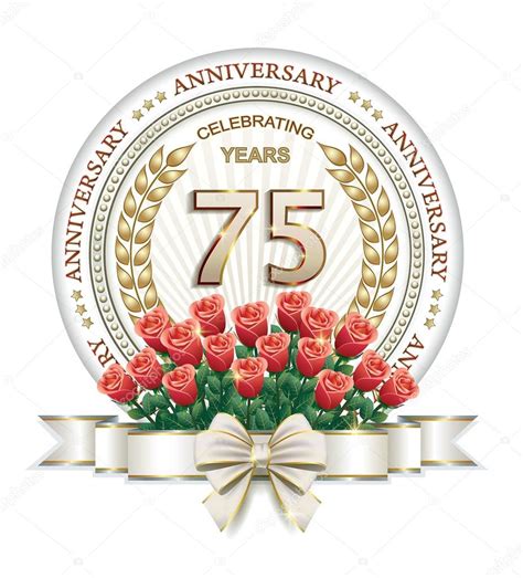 75 años Tarjeta de aniversario con rosas — Vector de stock © seriga ...