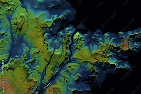 GIS lidar map 3D, Model land surface product made after processing ...