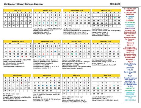 Montgomery County Schools Calendar - CountyCalendars.net