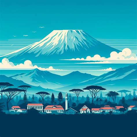 Premium Photo | Mount Kilimanjaro vector illustration skyline Tanzanian mountain in flat and ...