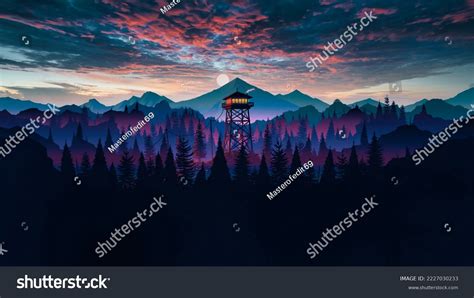 Beautiful Fantasy Landscape Digital Art 3d Stock Illustration ...