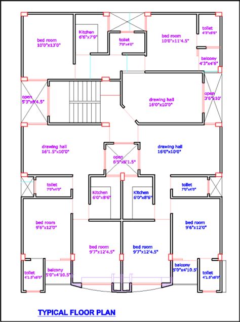 Typical floor plan of the multi-storey building 1.1 Load calculations ...