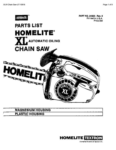 Homelite Chainsaw Parts Diagram