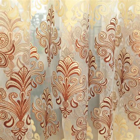 NAPEARL European style luxury window curtain printed tulle fabric for curtains living sheer ...