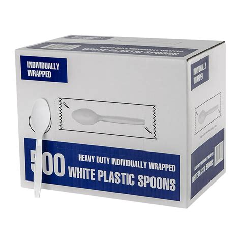 Individually Wrapped Plastic Spoons, White (500 Count) - Walmart.com ...