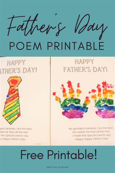 Free father s day poem printable for preschoolers – Artofit