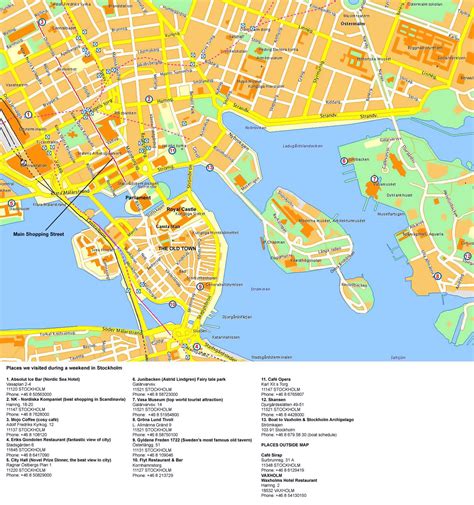 Detailed tourist map of Stockholm city center | Stockholm | Sweden ...