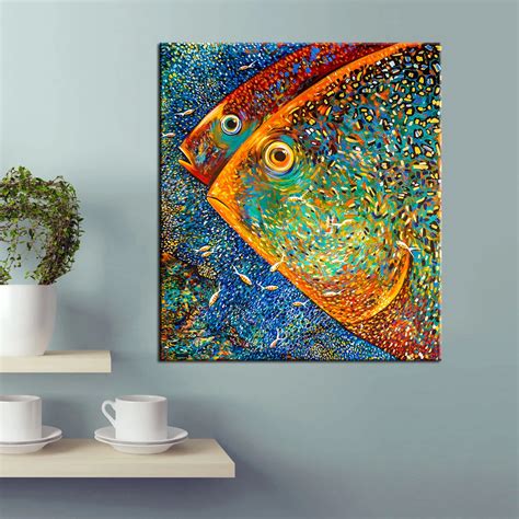 Modern Abstract Fish wall art canvas poster | Abstract painting, Oil ...