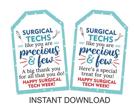 Surgical Tech Week Gifts Tag Printable / Surgical Technologist Week Tag / Surgical Tech Gifts ...