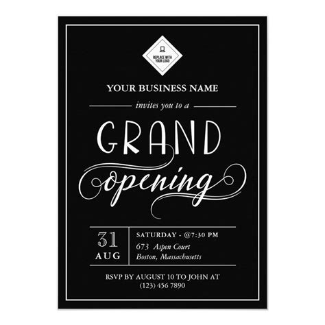 Black & White Grand Opening Your Logo Invitation | Zazzle | Idée cuisine