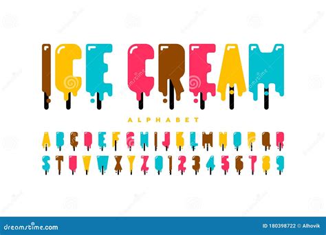 Melting Popsicle Ice Cream Font Vector Illustration | CartoonDealer.com #180398722