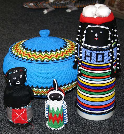Beaded blue pot and dolls - African Art centre | ethekwinigirl | Flickr