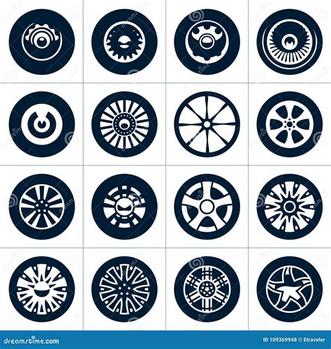 Wheels. Rims Vector Collection. Stock Vector - Illustration of round, retro: 109369948