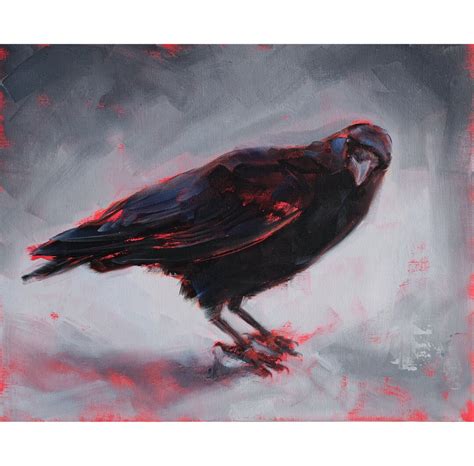 Crow Painting, Original Bird Wall Art, Gothic Art on Canvas Panel 9 by ...