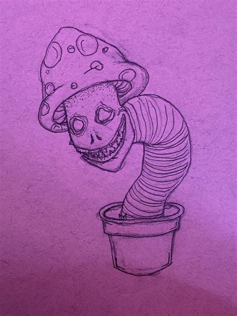 Its a creepy mushroom creature Growing from a pot! Scary Drawings, Trippy Drawings, Psychedelic ...