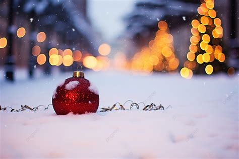 Christmas Lights And Decorations On Snow Background, Winter, High Resolution, Snow Background ...