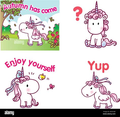 vector cartoon unicorn stickers emoji set Stock Vector Image & Art - Alamy