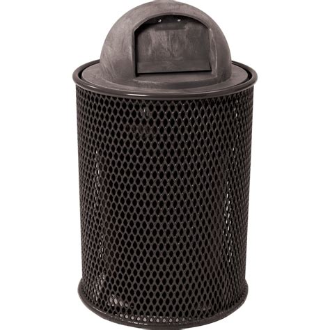 Sun Isle Park 32-Gallon Black Metal Commercial/Residential Outdoor Trash Can with Lid at Lowes.com