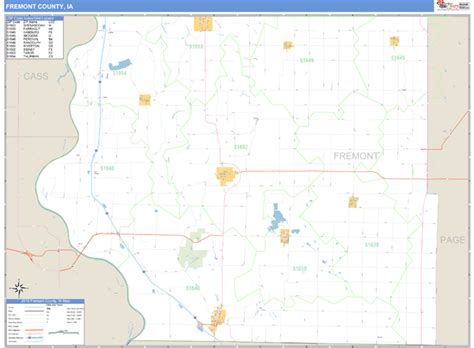 Fremont County, Iowa Zip Code Wall Map | Maps.com.com