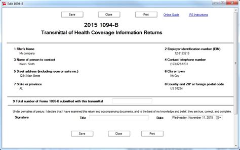 ez1095 software: How to Print Form 1095-B and 1094-B