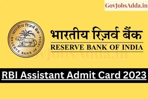 RBI Assistant Admit Card 2023 | Reserve Bank Of India Assistant Admit ...