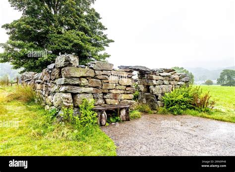 Ruined cottage with the sculpture of dog Gelert near Gelert's Grave ...