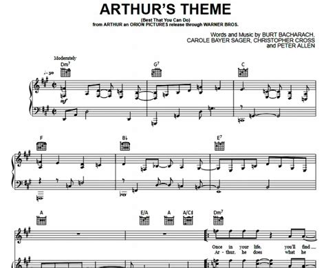 Christopher Cross - Arthur’s Theme Free Sheet Music PDF for Piano | The Piano Notes