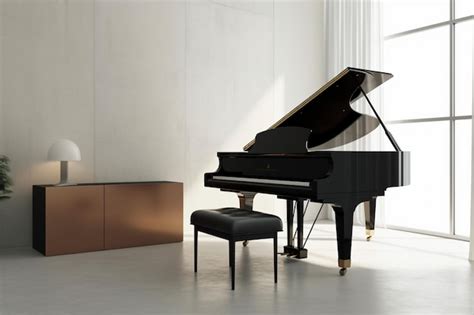 Premium AI Image | A piano in a white room with a black piano.