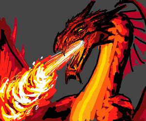 Fire-breathing red dragon - Drawception