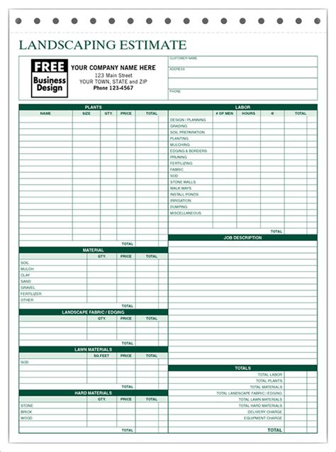 Landscaping Estimate Template - FREE DOWNLOAD - Aashe