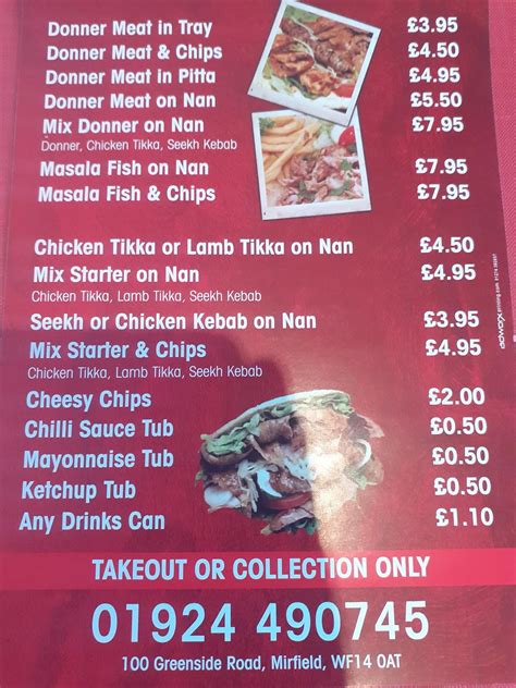 Menu at Spice Of Bengal fast food, Mirfield