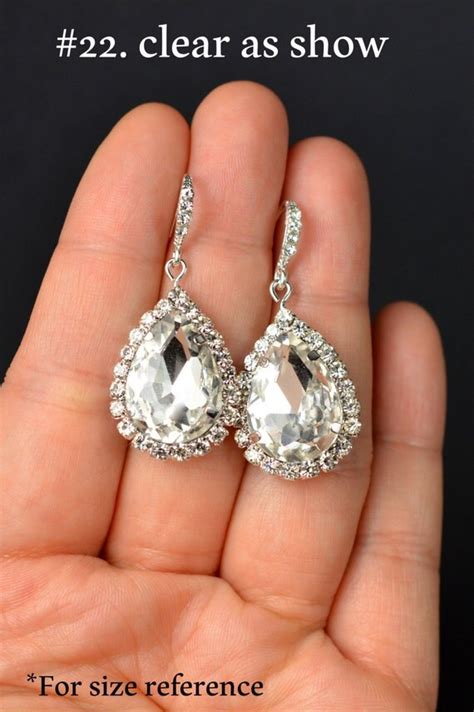 Items similar to Clear Crystal Drop Earrings,Crystal Bridesmaid Earrings ,Clear Earrings,Silver ...