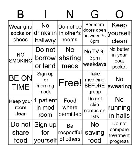 Rules of the Unit Bingo Card