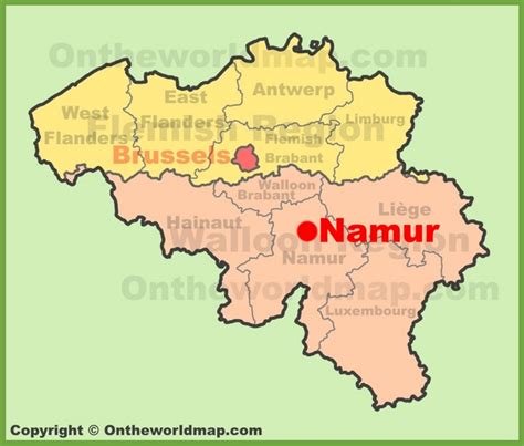 Namur location on the Belgium Map