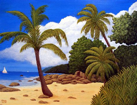 Tropical Island Beach Painting by Frederic Kohli